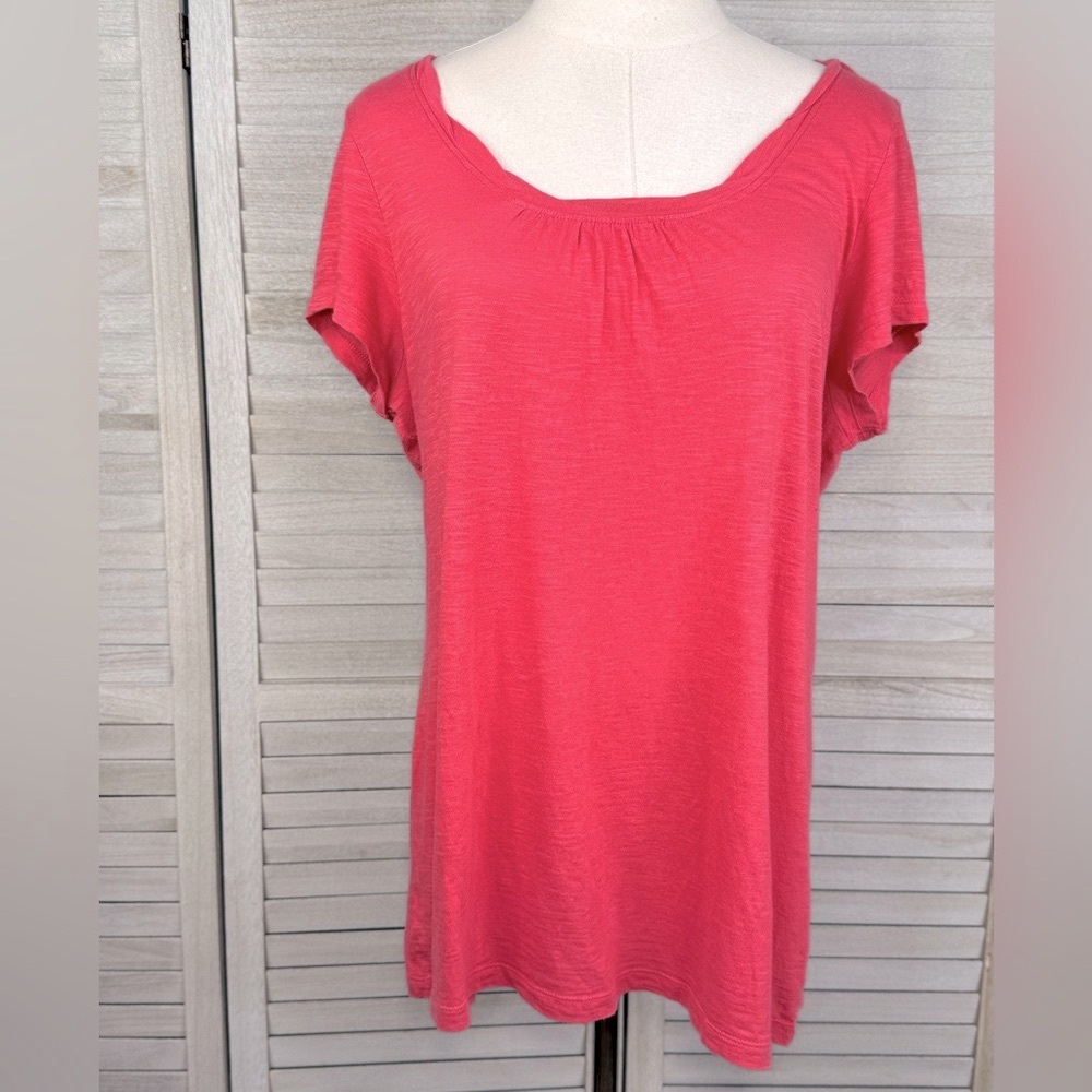 LOFT Short Sleeve T-Shirt 100% Cotton Coral-Large